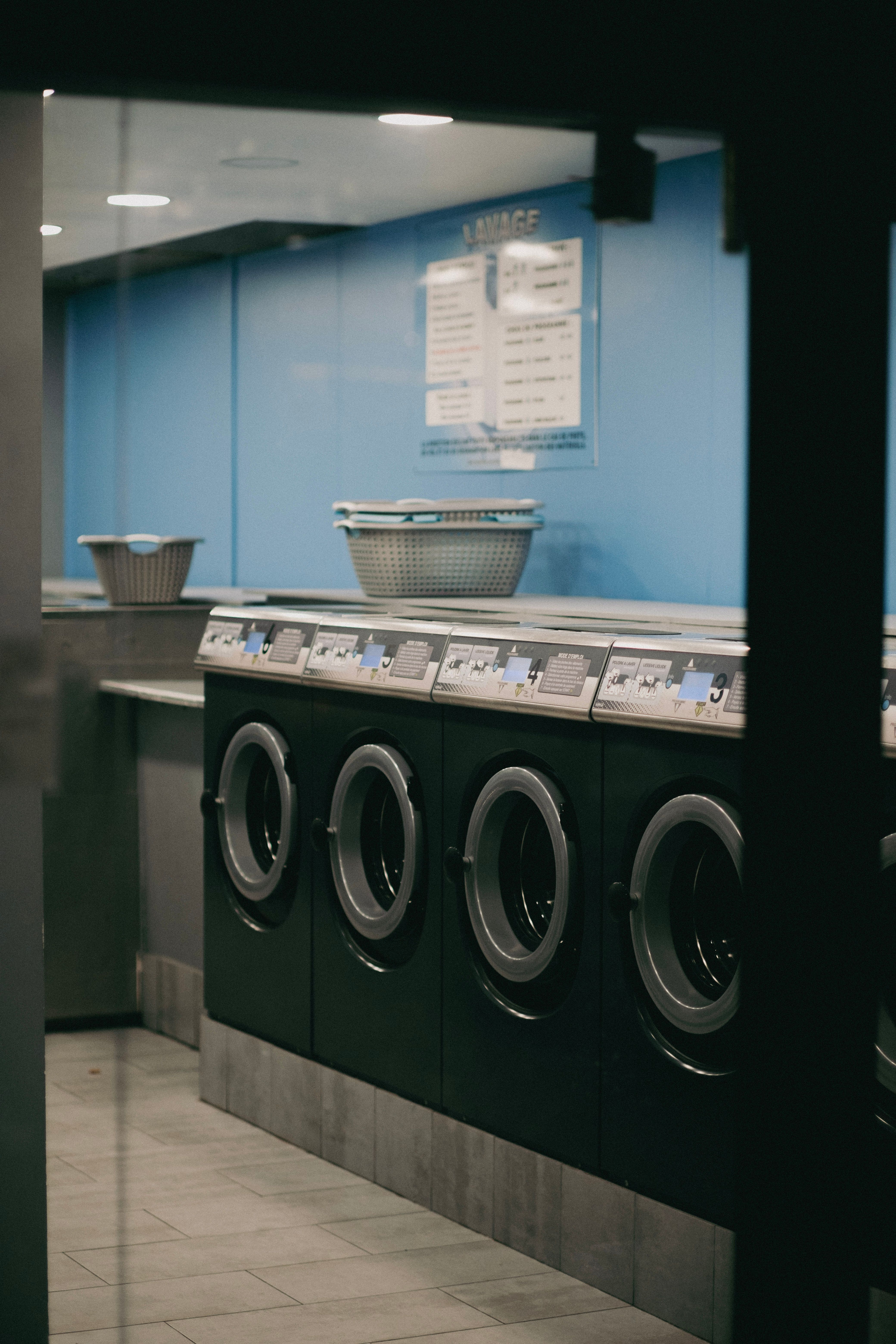 Industrial washing machines at the Msafi Laundry facility in Nairobi